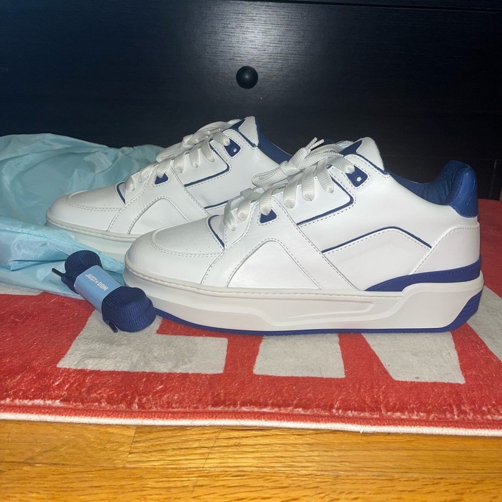 Just Don JD 3 White Blue Courtside Low Sneakers Men’s Size 10 US LIMITED EDITION